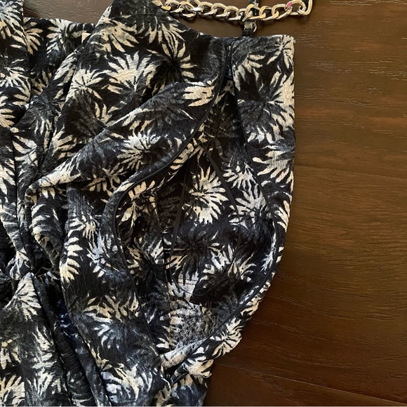 NWT Michael Kors Palm-Print Midi Dress with chain straps size M - Picture 12 of 15